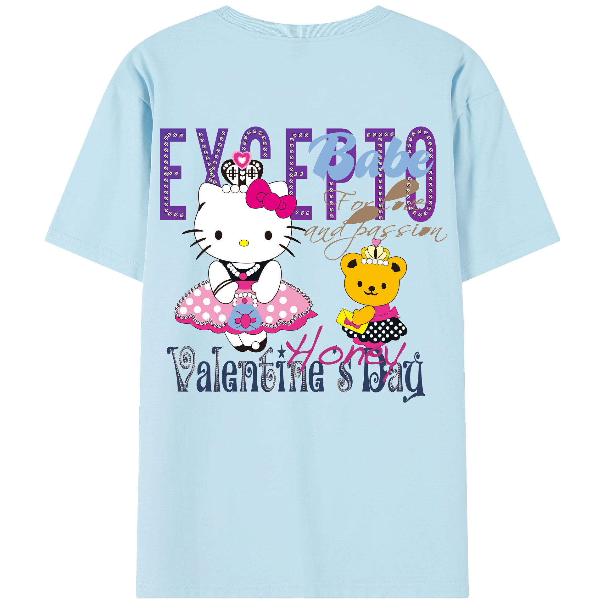 （画像用） Hello Kitty ハローキティ 綿100％半袖Tシャツ（背面プリント）